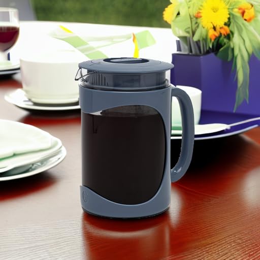 Primula Burke Deluxe Cold Brew Iced Coffee Maker, Comfort Grip Handle, Durable Glass Carafe, Removable Mesh Filter, Perfect 6 Cup Size, Dishwasher Safe, 1.6 qt, White