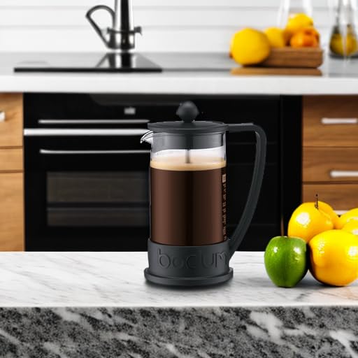 Bodum 34oz Brazil French Press Coffee Maker, High-Heat Borosilicate Glass, Black - Made in Portugal