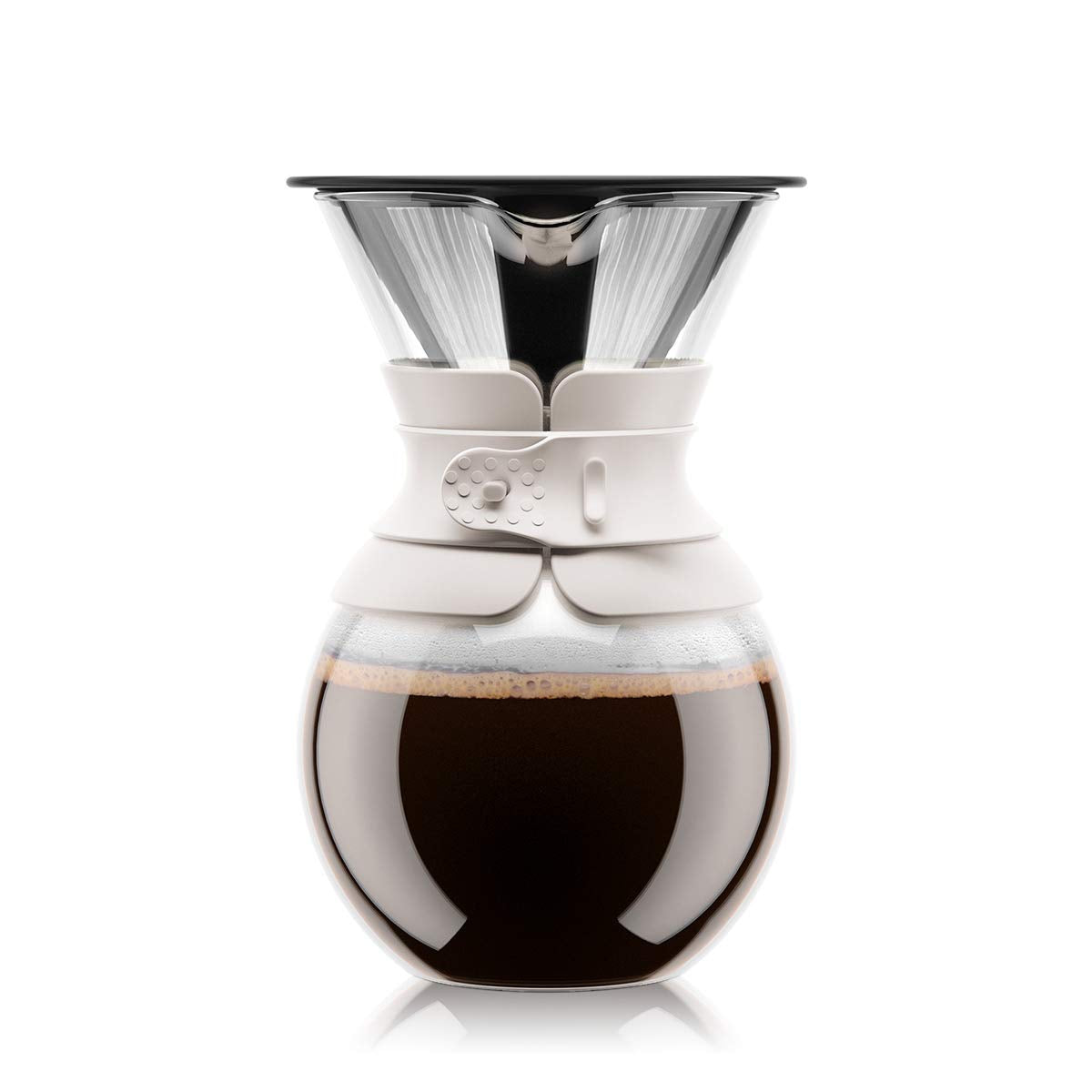 Bodum 34 Oz Pour Over Coffee Maker, High-Heat Borosilicate Glass with Reusable Stainless Steel Filter and Cork Grip - Made in Portugal