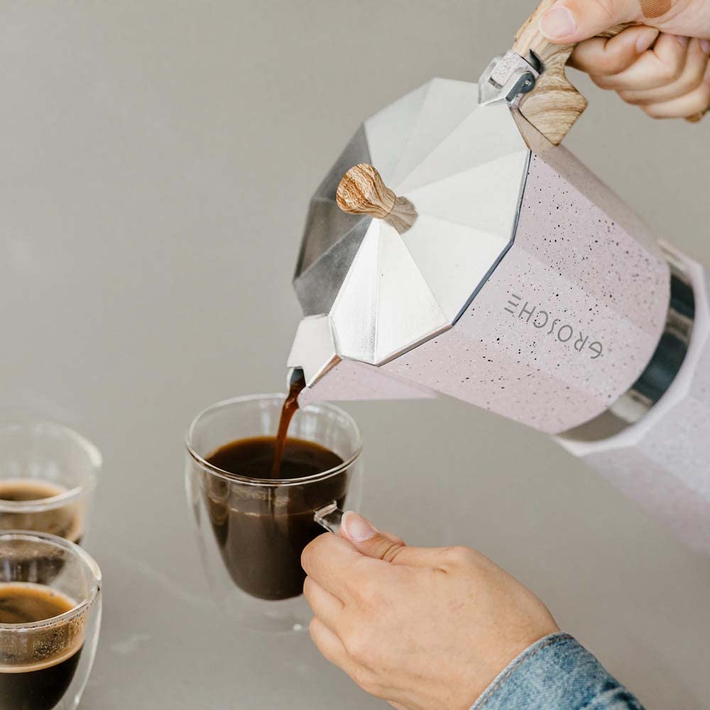 GROSCHE Milano Stovetop Espresso Maker Moka Pot 3 espresso Cup - 5oz, Red - Cuban Coffee Maker Stove top coffee maker Moka Italian espresso greca coffee maker brewer percolator