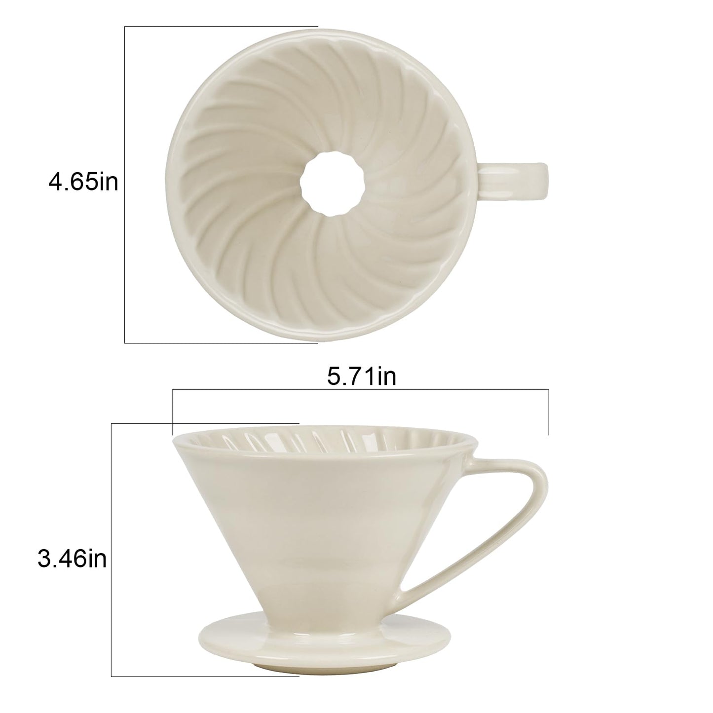 V60 Pour Over Coffee Dripper, Ceramic Pour Over Coffee Maker, Exquisite Porcelain Ceramic Manual Coffee Filter, Suitable for Pour Over Coffee in Office, Outdoor and Home Use