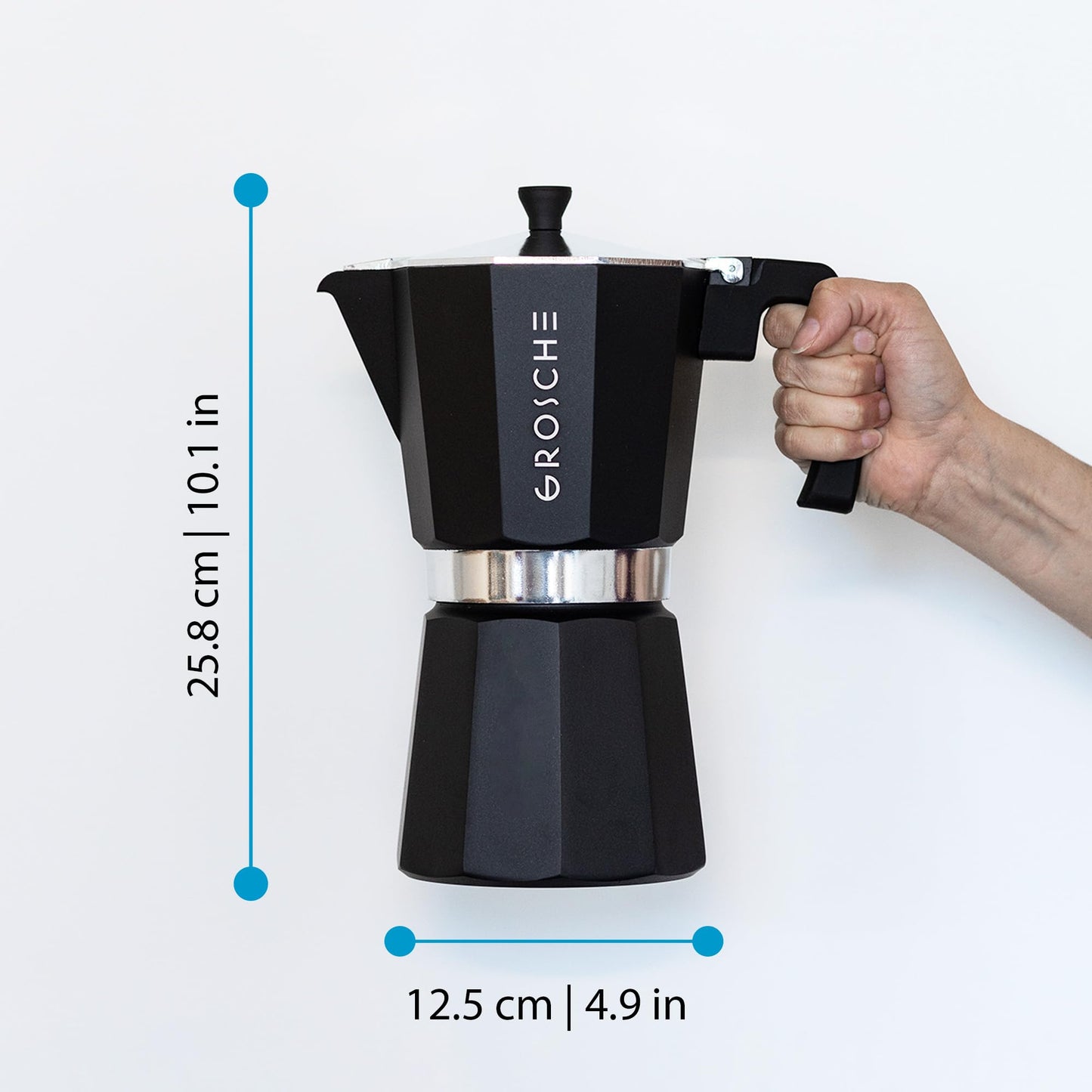 GROSCHE Milano Stovetop Espresso Maker Moka Pot 3 espresso Cup - 5oz, Red - Cuban Coffee Maker Stove top coffee maker Moka Italian espresso greca coffee maker brewer percolator
