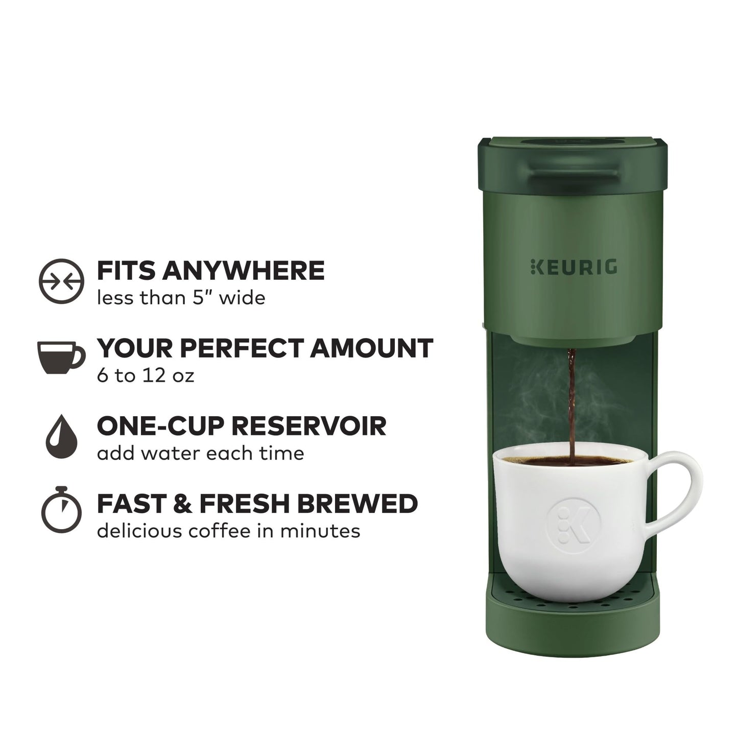 Keurig K-Mini Single Serve K-Cup Pod Coffee Maker, 6 to 12oz Brew size, with Cord Storage, Perfect for Small Spaces, Studio Gray