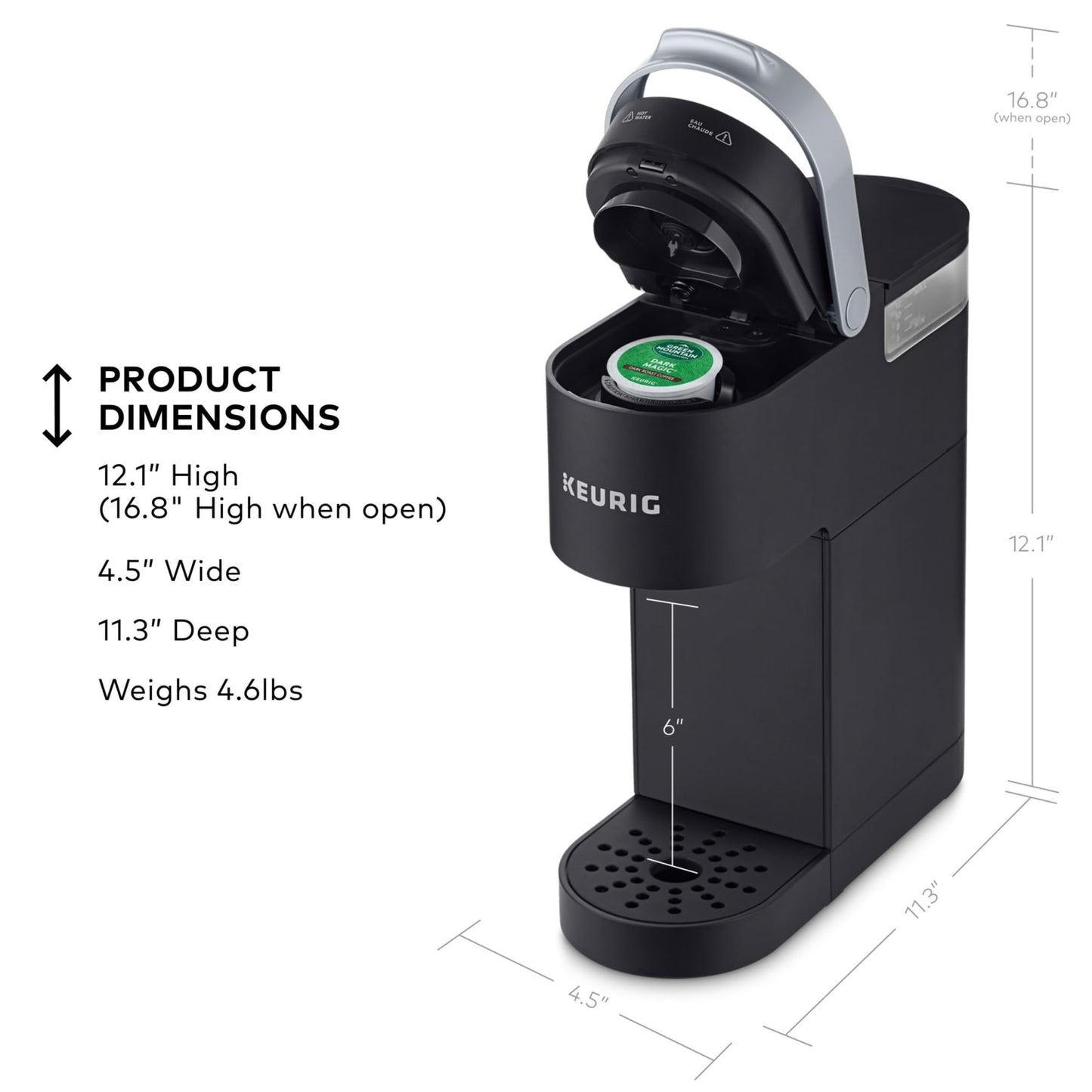 Keurig K-Mini Single Serve K-Cup Pod Coffee Maker, 6 to 12oz Brew size, with Cord Storage, Perfect for Small Spaces, Studio Gray