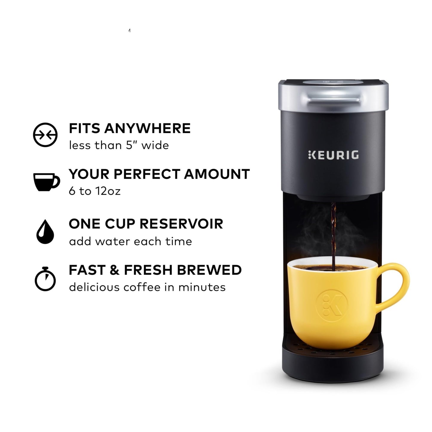 Keurig K-Mini Single Serve K-Cup Pod Coffee Maker, 6 to 12oz Brew size, with Cord Storage, Perfect for Small Spaces, Studio Gray