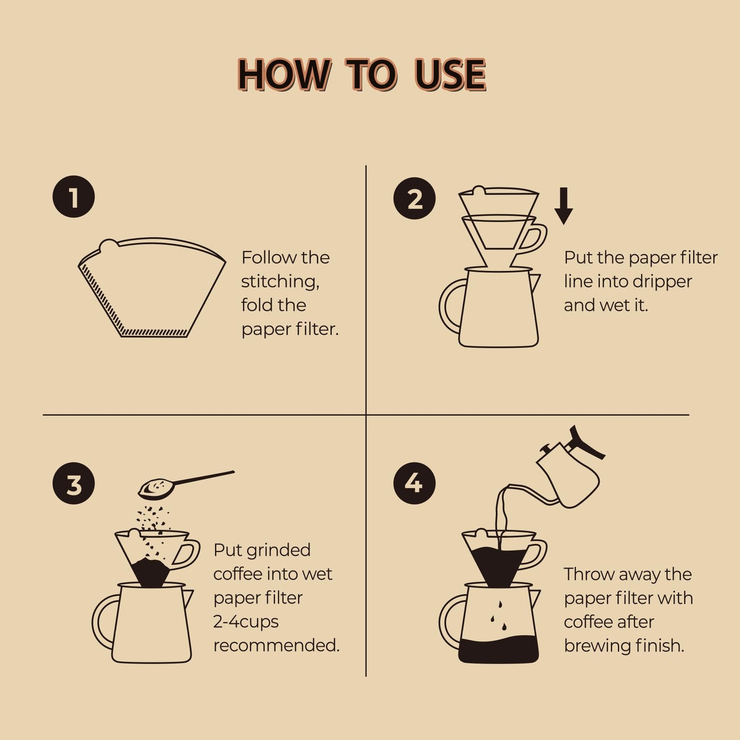 Coffee Filters V60 Coffee Filter Size 02 Cone Coffee Filters 2-4 Cups for Pour Over and Drip Coffee Maker(Natural Brown, 100 Count)