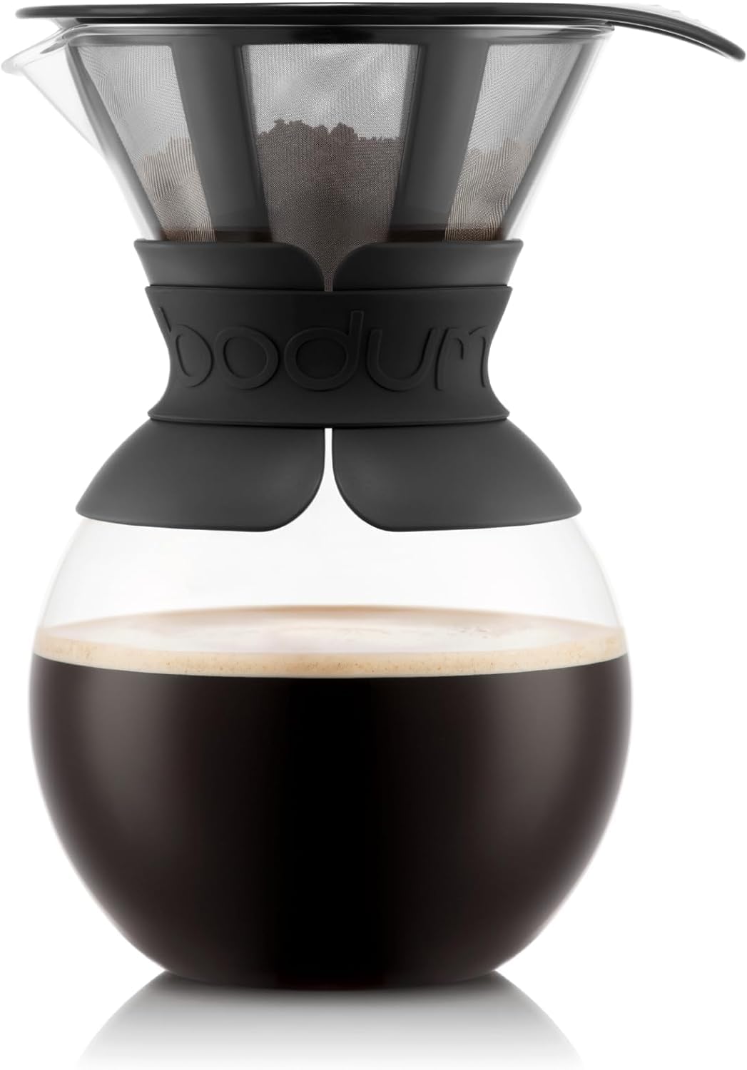 Bodum 34 Oz Pour Over Coffee Maker, High-Heat Borosilicate Glass with Reusable Stainless Steel Filter and Cork Grip - Made in Portugal