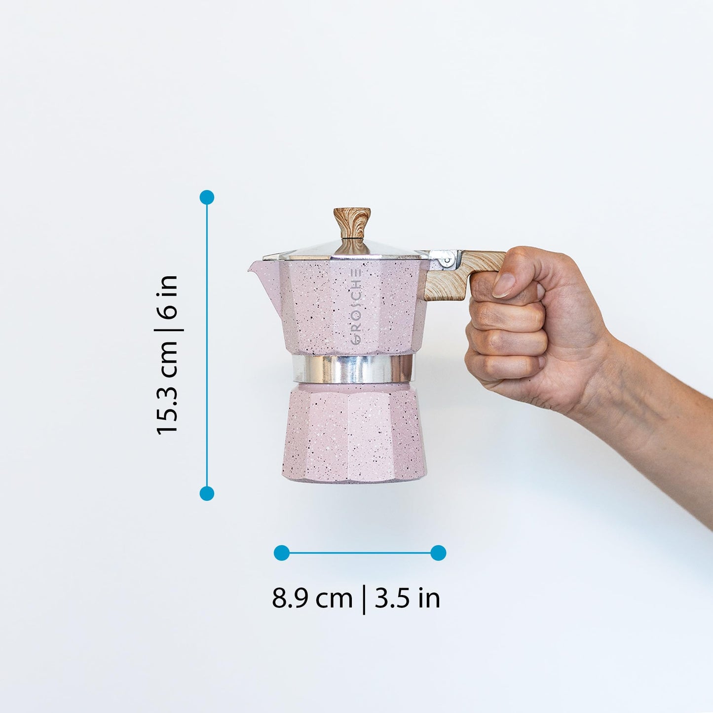 GROSCHE Milano Stovetop Espresso Maker Moka Pot 3 espresso Cup - 5oz, Red - Cuban Coffee Maker Stove top coffee maker Moka Italian espresso greca coffee maker brewer percolator