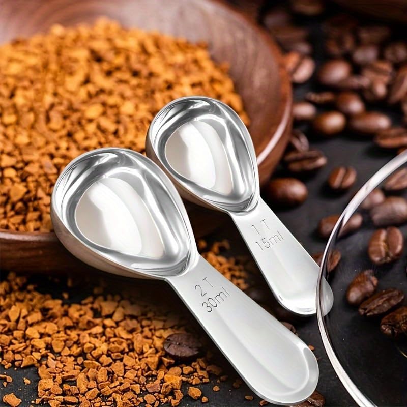 1pc 30Ml Stainless Steel Measuring Coffee Spoon With Scale Marks Is Used As A Measuring Tool For Coffee, Milk, Milk Powder And Oatmeal