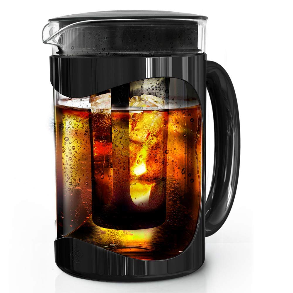 Primula Burke Deluxe Cold Brew Iced Coffee Maker, Comfort Grip Handle, Durable Glass Carafe, Removable Mesh Filter, Perfect 6 Cup Size, Dishwasher Safe, 1.6 qt, White