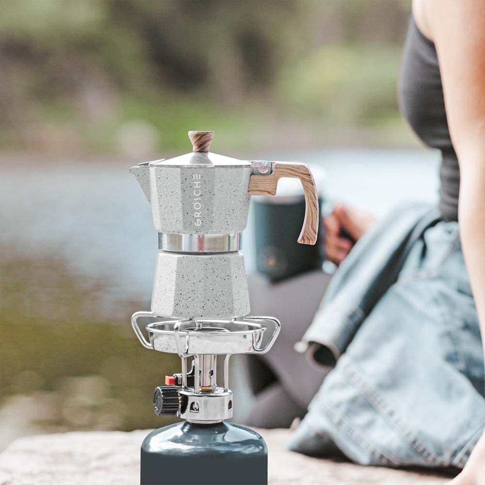 GROSCHE Milano Stovetop Espresso Maker Moka Pot 3 espresso Cup - 5oz, Red - Cuban Coffee Maker Stove top coffee maker Moka Italian espresso greca coffee maker brewer percolator