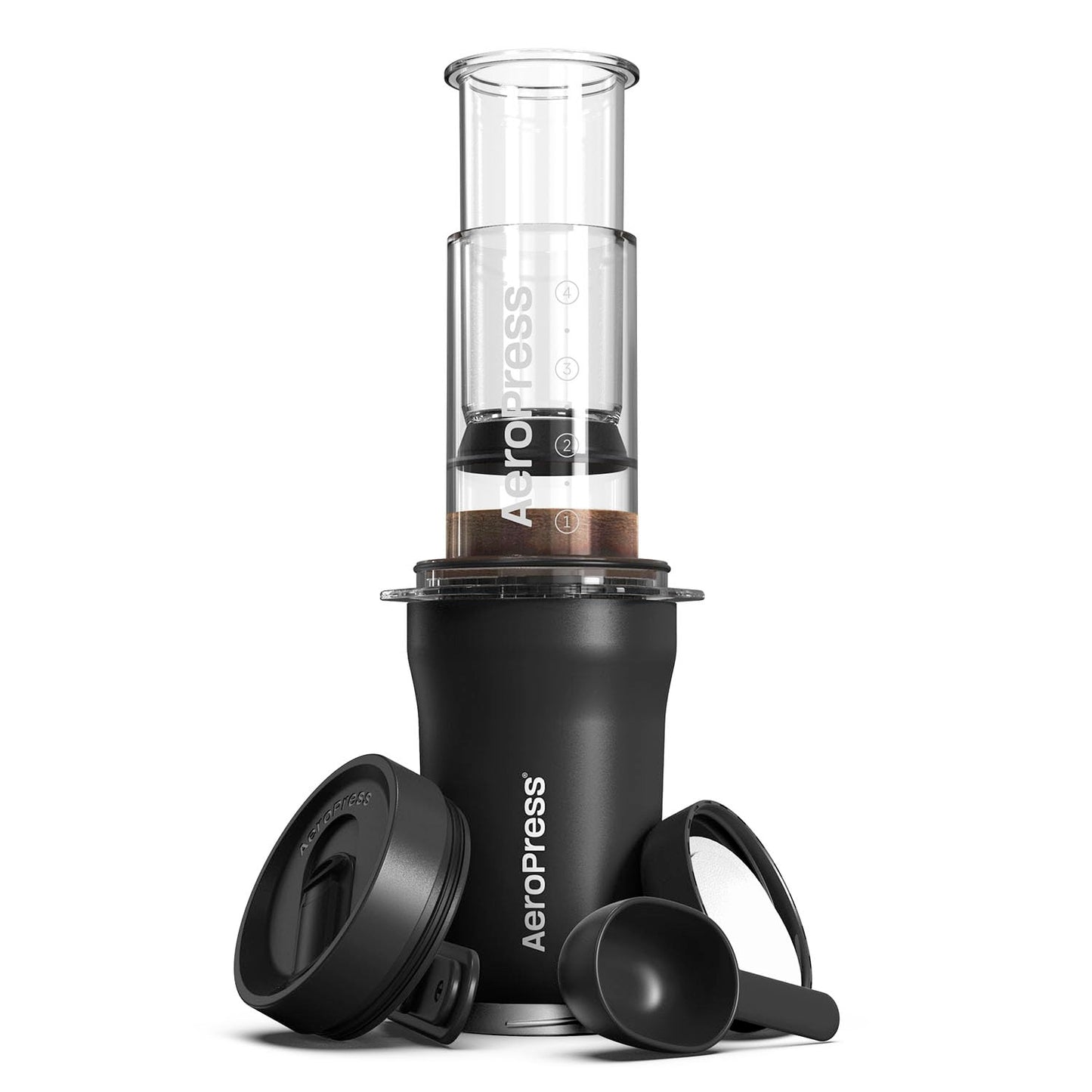 AeroPress Go Travel Coffee Press Kit - 3 in 1 brew method combines French Press, Pourover, Espresso - Full bodied coffee without grit or bitterness - Small portable coffee maker for camping & travel