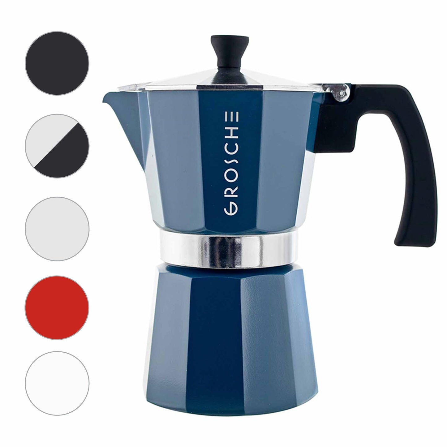 GROSCHE Milano Stovetop Espresso Maker Moka Pot 3 espresso Cup - 5oz, Red - Cuban Coffee Maker Stove top coffee maker Moka Italian espresso greca coffee maker brewer percolator