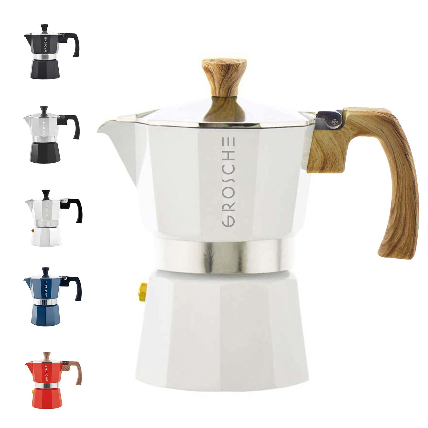 GROSCHE Milano Stovetop Espresso Maker Moka Pot 3 espresso Cup - 5oz, Red - Cuban Coffee Maker Stove top coffee maker Moka Italian espresso greca coffee maker brewer percolator