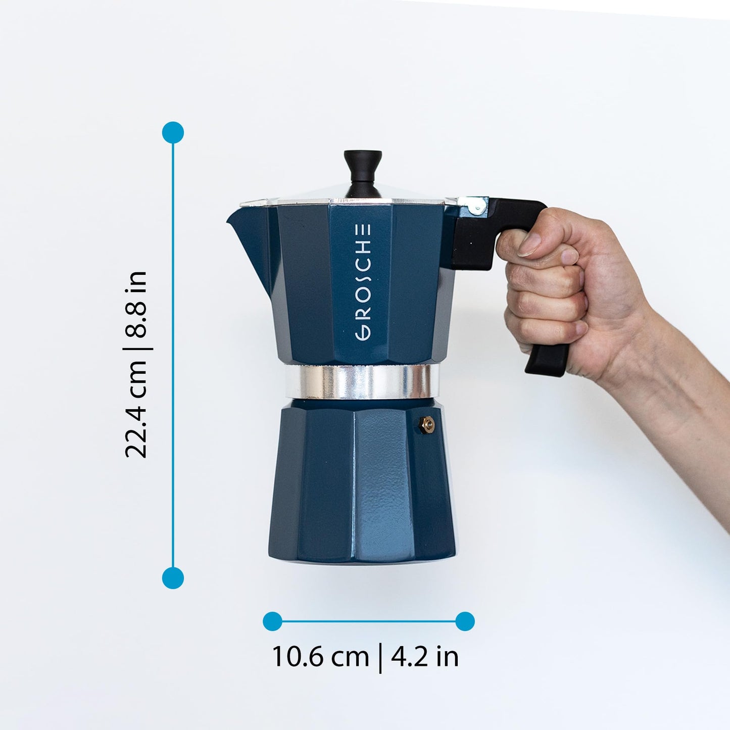 GROSCHE Milano Stovetop Espresso Maker Moka Pot 3 espresso Cup - 5oz, Red - Cuban Coffee Maker Stove top coffee maker Moka Italian espresso greca coffee maker brewer percolator