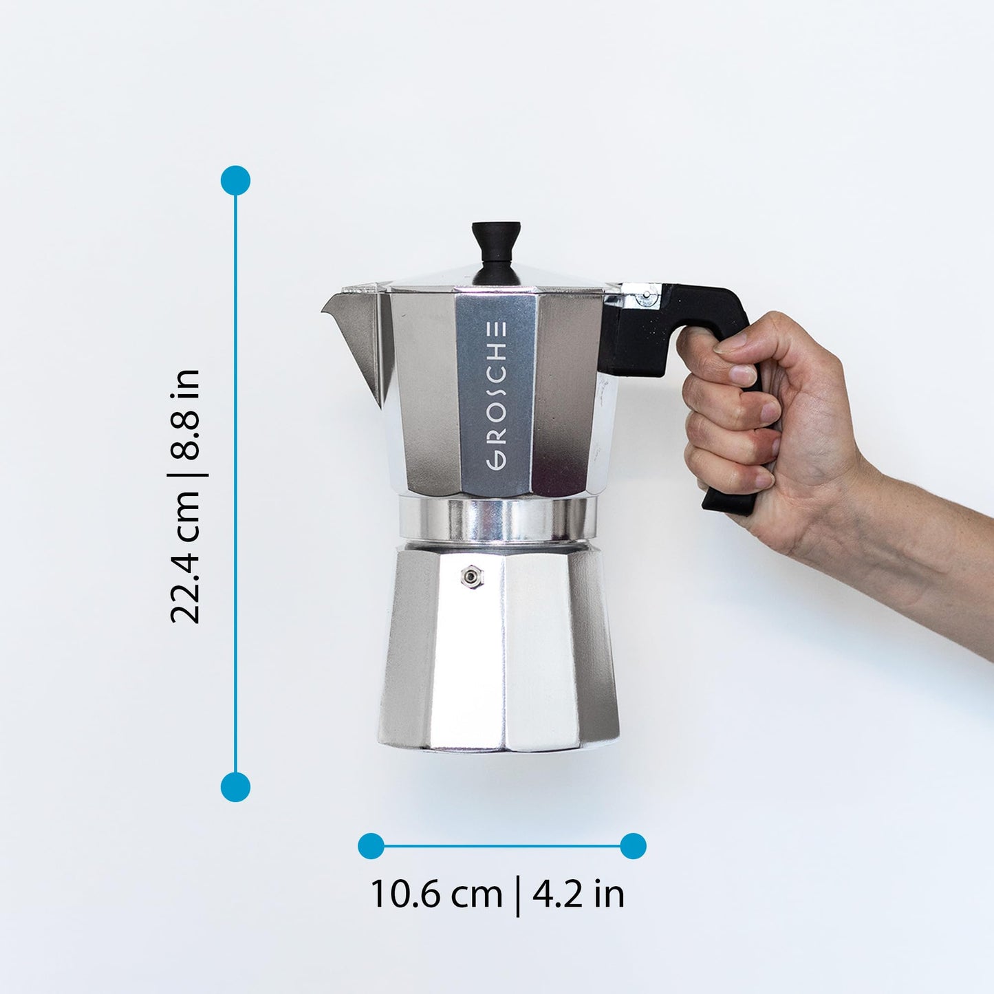 GROSCHE Milano Stovetop Espresso Maker Moka Pot 3 espresso Cup - 5oz, Red - Cuban Coffee Maker Stove top coffee maker Moka Italian espresso greca coffee maker brewer percolator