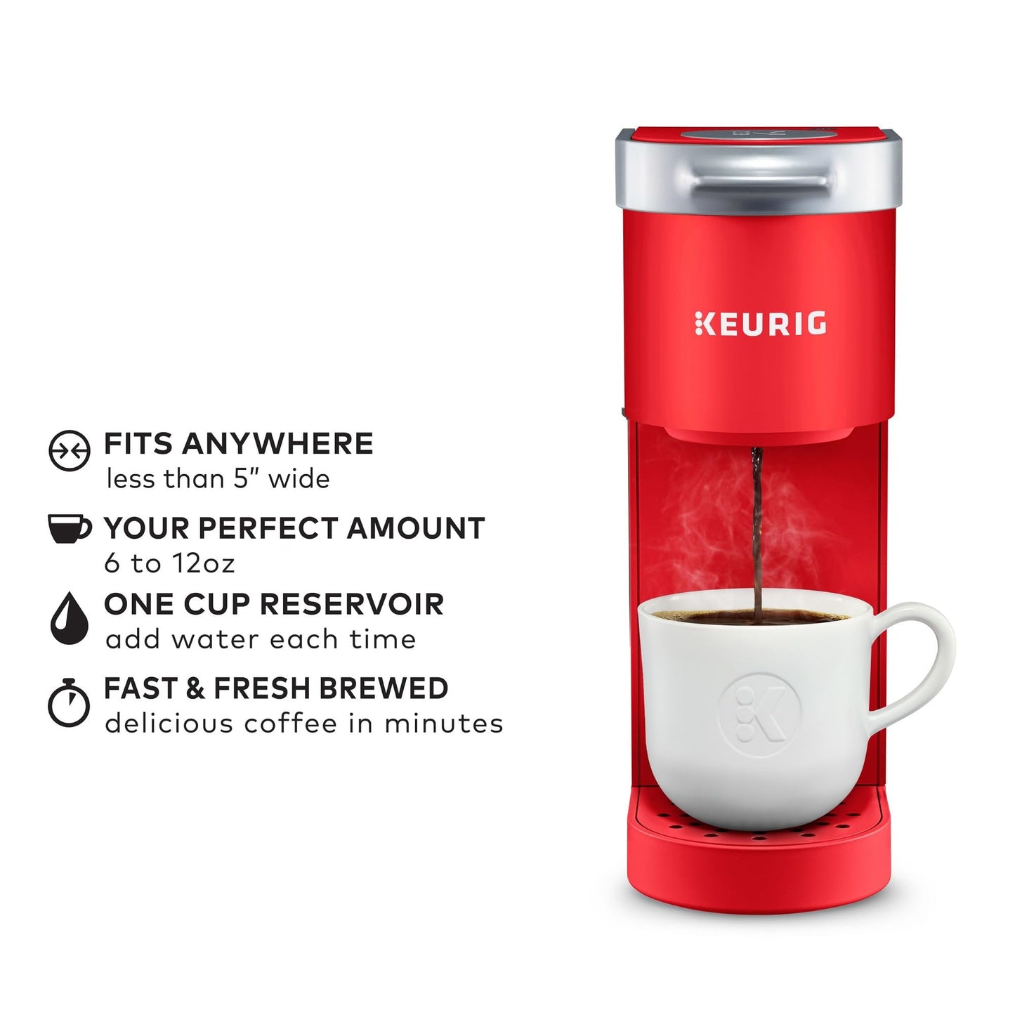 Keurig K-Mini Single Serve K-Cup Pod Coffee Maker, 6 to 12oz Brew size, with Cord Storage, Perfect for Small Spaces, Studio Gray