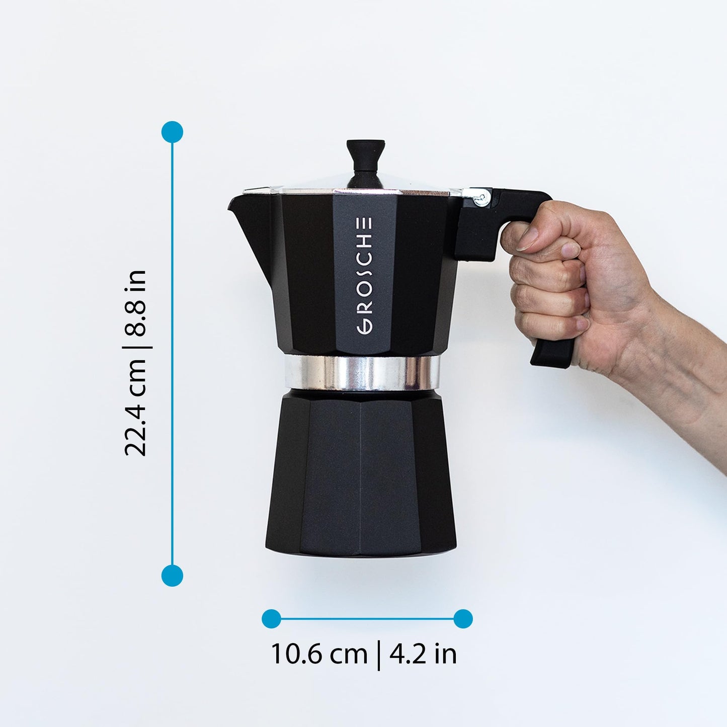 GROSCHE Milano Stovetop Espresso Maker Moka Pot 3 espresso Cup - 5oz, Red - Cuban Coffee Maker Stove top coffee maker Moka Italian espresso greca coffee maker brewer percolator