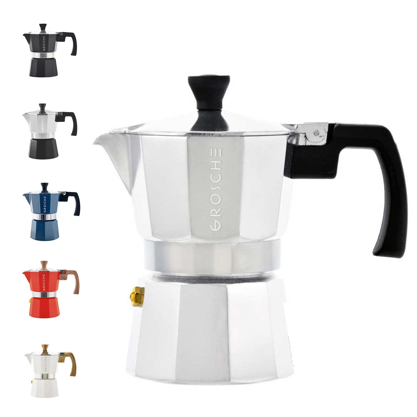 GROSCHE Milano Stovetop Espresso Maker Moka Pot 3 espresso Cup - 5oz, Red - Cuban Coffee Maker Stove top coffee maker Moka Italian espresso greca coffee maker brewer percolator