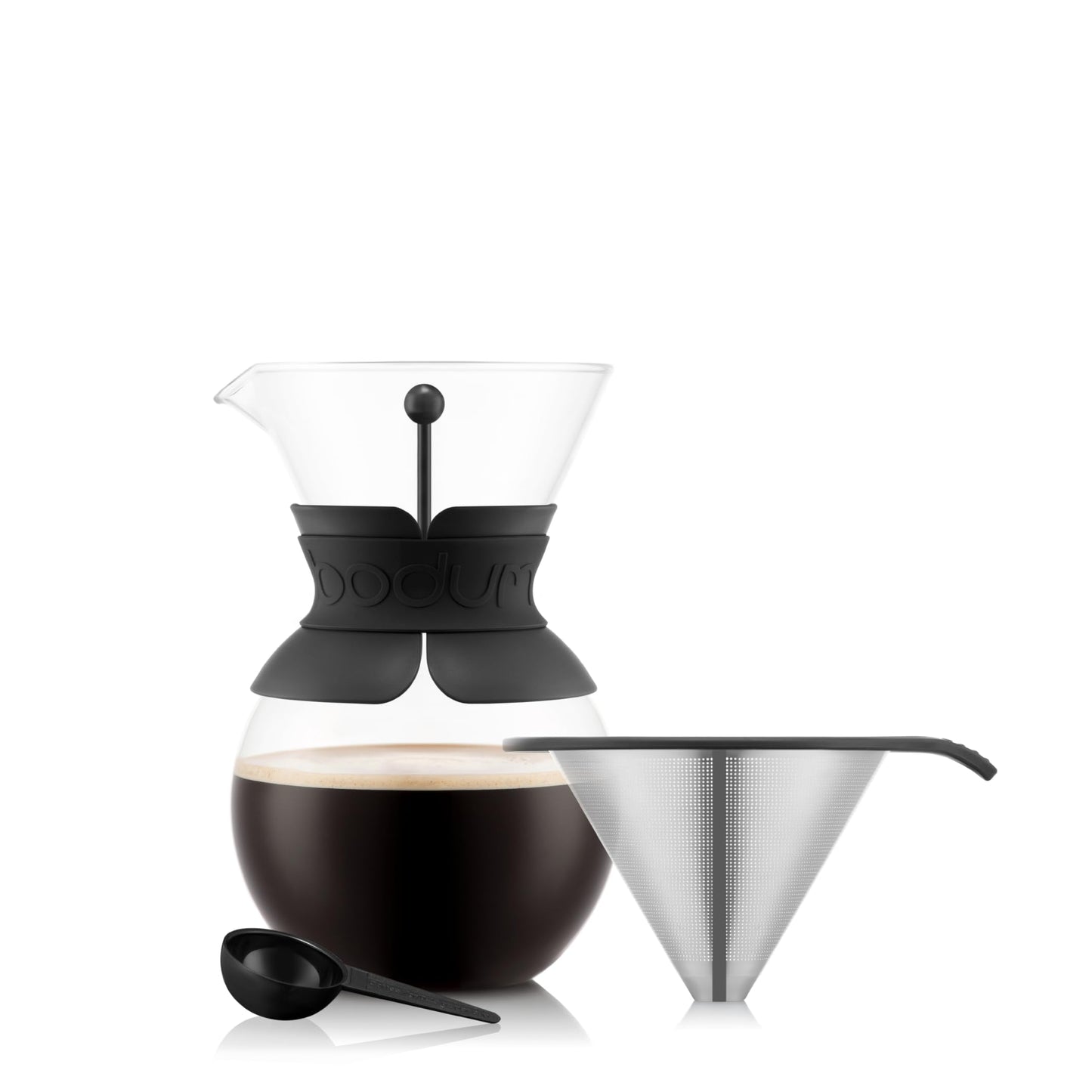 Bodum 34 Oz Pour Over Coffee Maker, High-Heat Borosilicate Glass with Reusable Stainless Steel Filter and Cork Grip - Made in Portugal