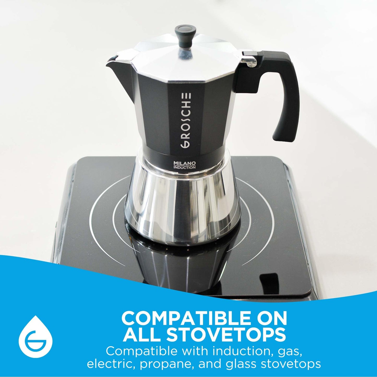 GROSCHE Milano Stovetop Espresso Maker Moka Pot 3 espresso Cup - 5oz, Red - Cuban Coffee Maker Stove top coffee maker Moka Italian espresso greca coffee maker brewer percolator