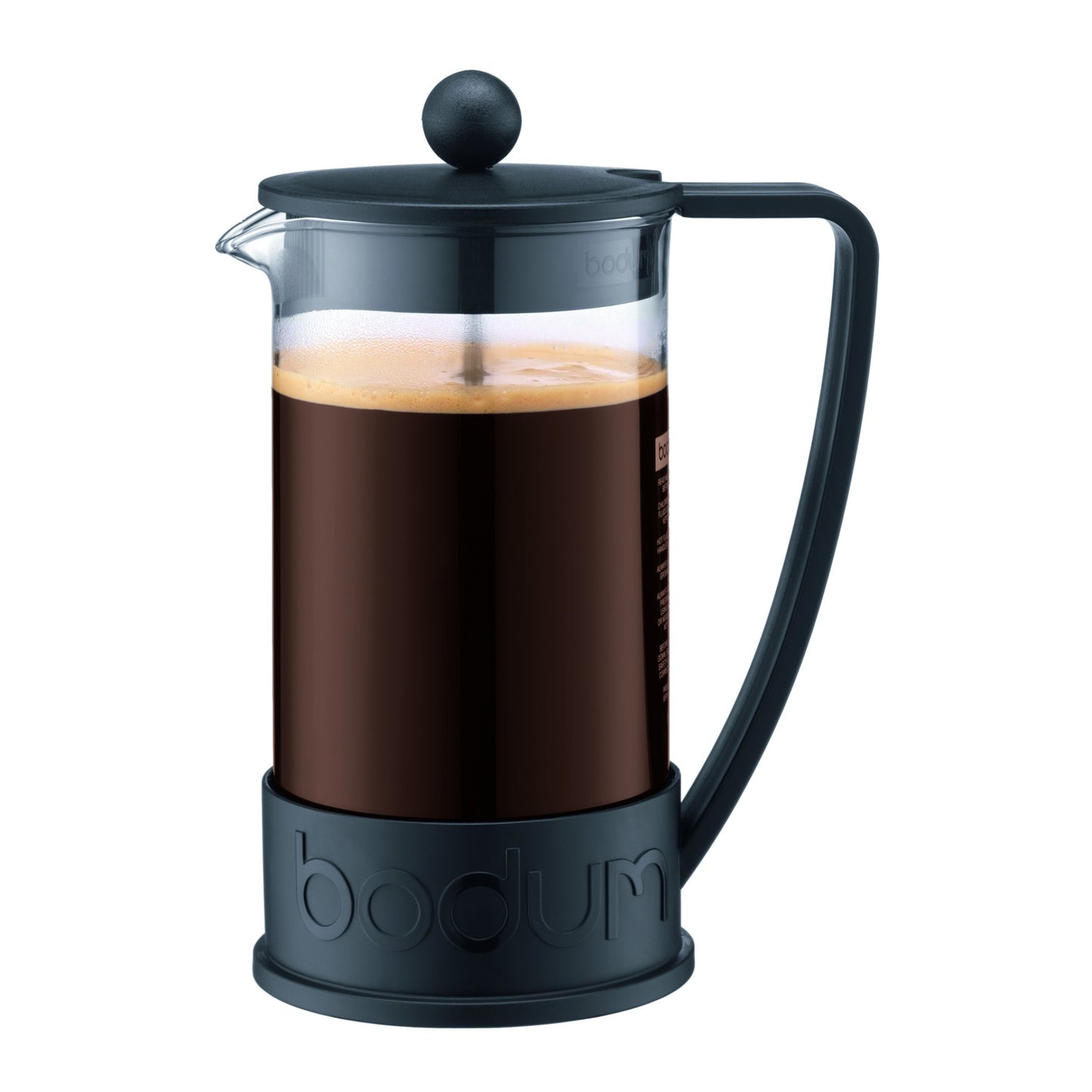 Bodum 34oz Brazil French Press Coffee Maker, High-Heat Borosilicate Glass, Black - Made in Portugal