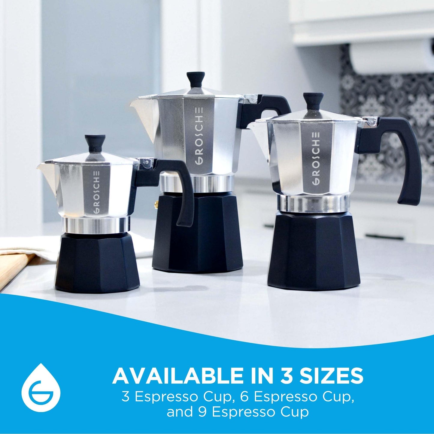 GROSCHE Milano Stovetop Espresso Maker Moka Pot 3 espresso Cup - 5oz, Red - Cuban Coffee Maker Stove top coffee maker Moka Italian espresso greca coffee maker brewer percolator