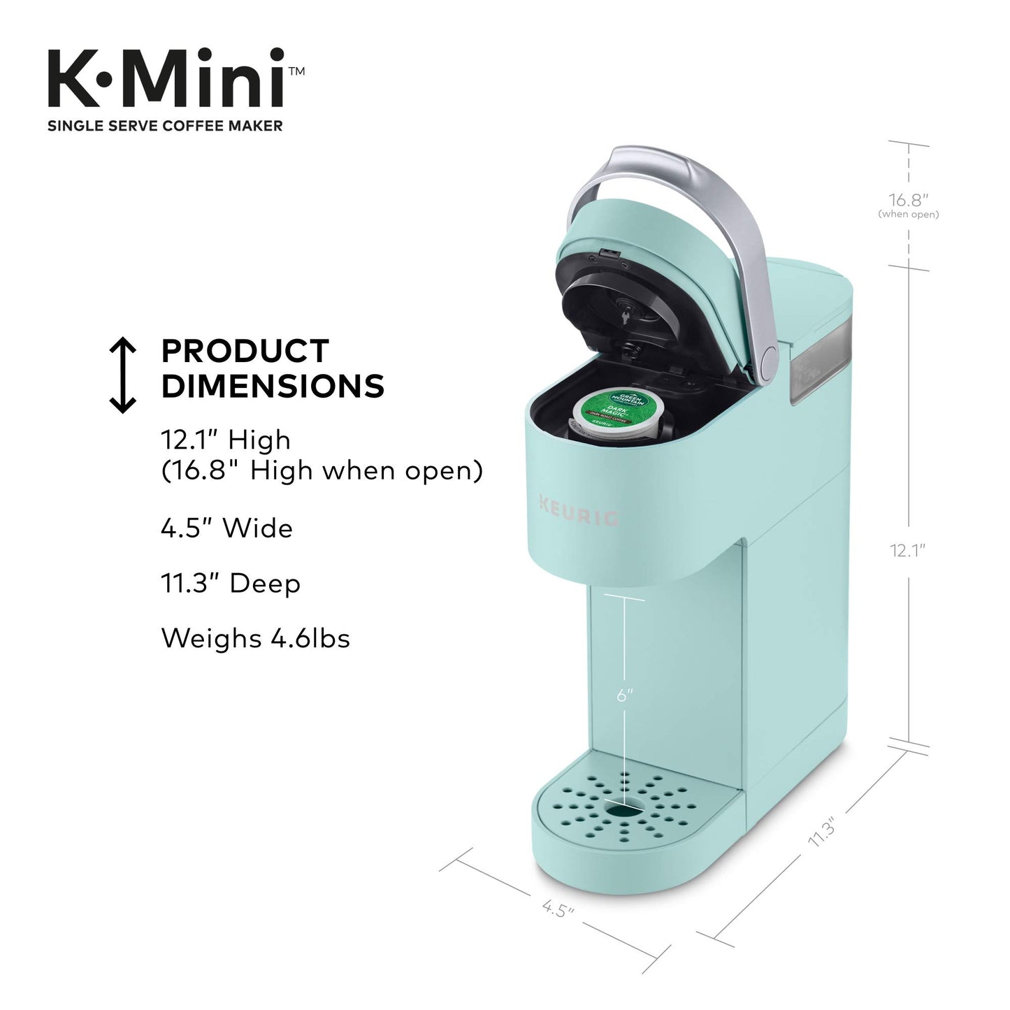Keurig K-Mini Single Serve K-Cup Pod Coffee Maker, 6 to 12oz Brew size, with Cord Storage, Perfect for Small Spaces, Studio Gray