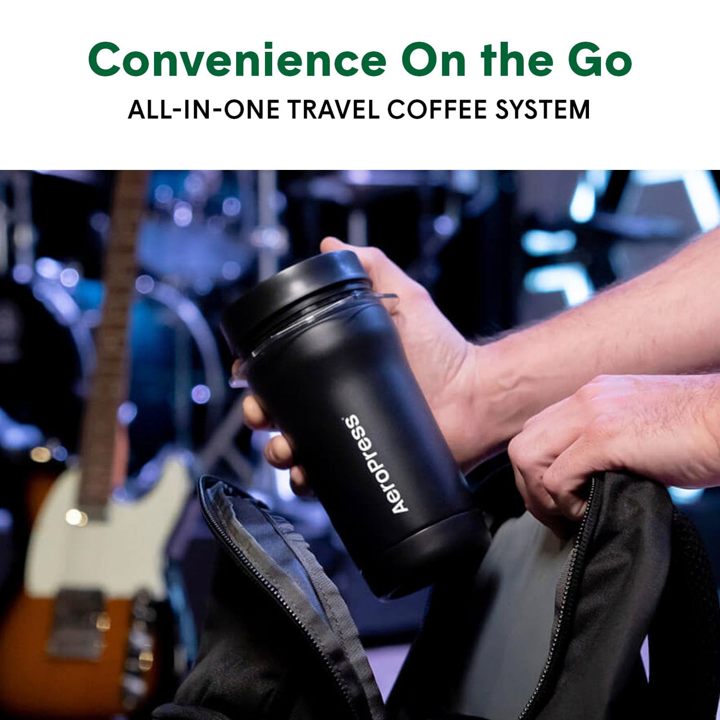 AeroPress Go Travel Coffee Press Kit - 3 in 1 brew method combines French Press, Pourover, Espresso - Full bodied coffee without grit or bitterness - Small portable coffee maker for camping & travel