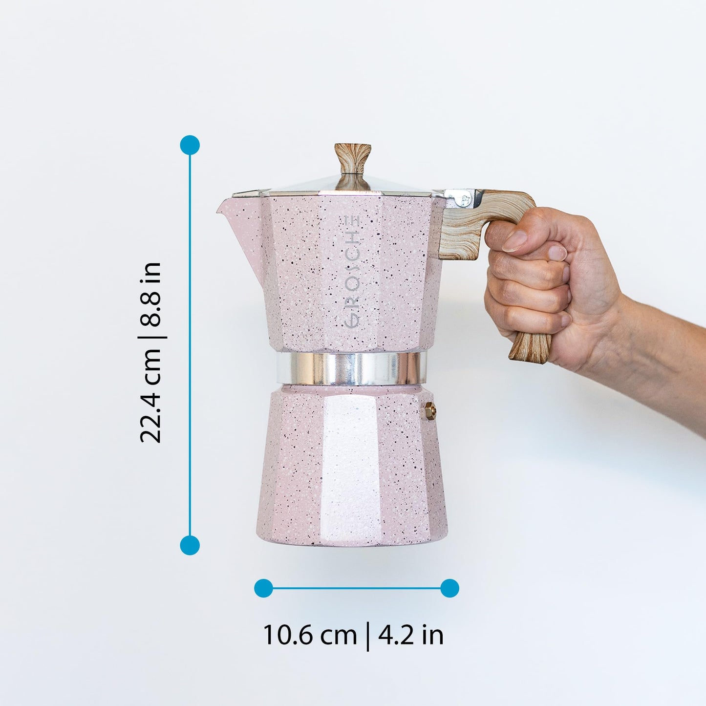 GROSCHE Milano Stovetop Espresso Maker Moka Pot 3 espresso Cup - 5oz, Red - Cuban Coffee Maker Stove top coffee maker Moka Italian espresso greca coffee maker brewer percolator