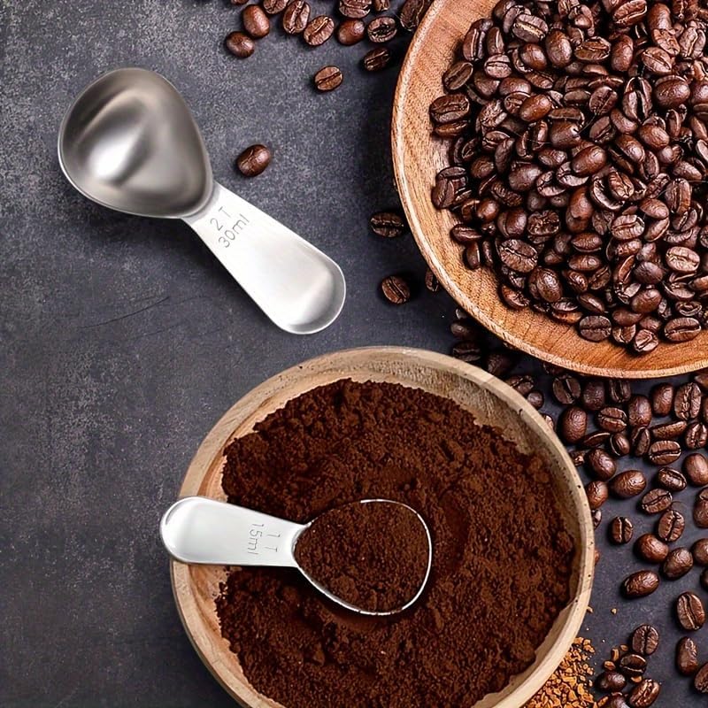1pc 30Ml Stainless Steel Measuring Coffee Spoon With Scale Marks Is Used As A Measuring Tool For Coffee, Milk, Milk Powder And Oatmeal