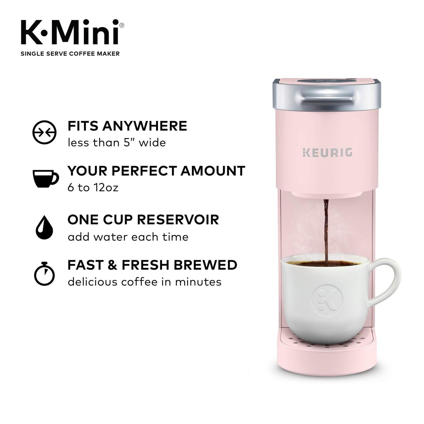Keurig K-Mini Single Serve K-Cup Pod Coffee Maker, 6 to 12oz Brew size, with Cord Storage, Perfect for Small Spaces, Studio Gray