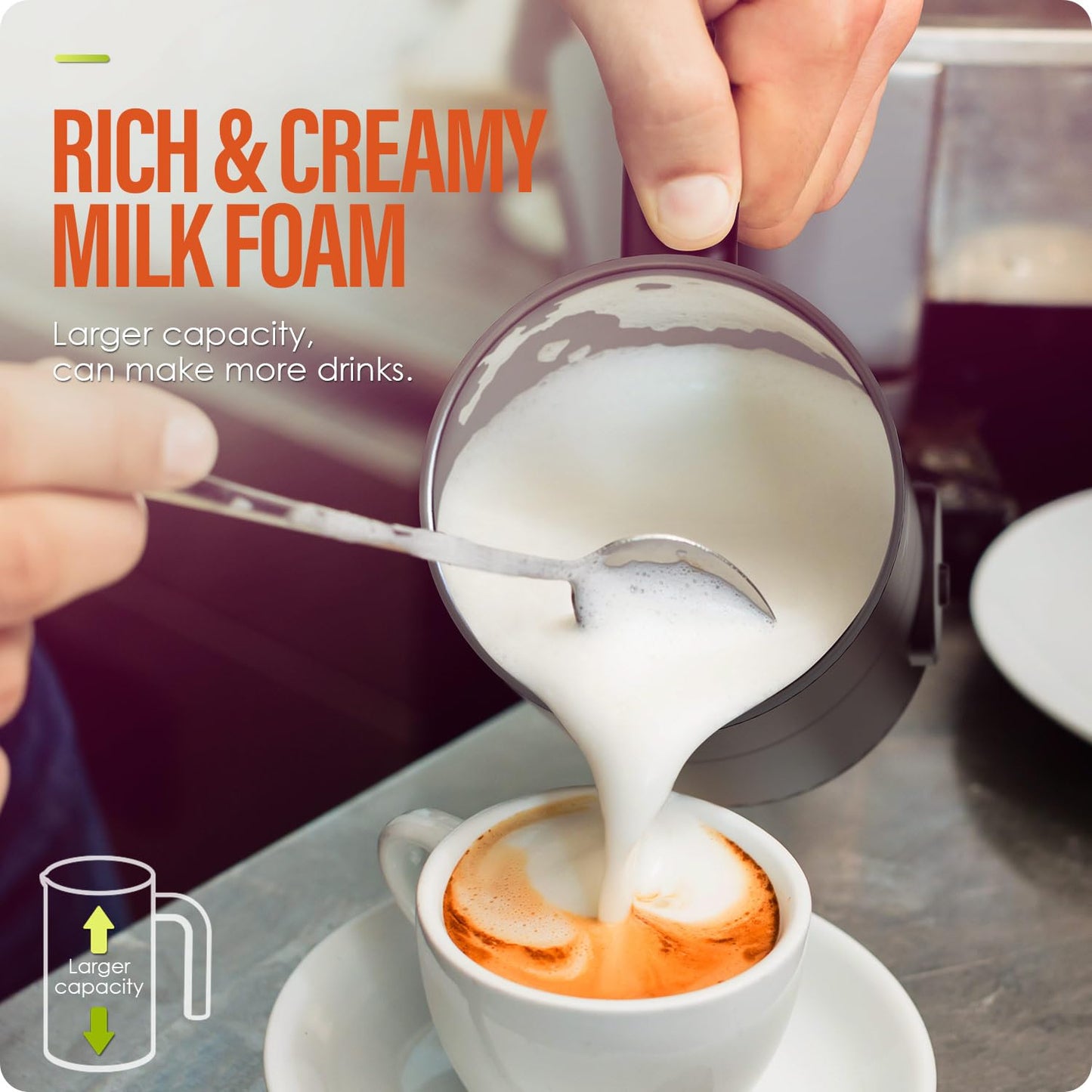 Milk Frother, Electric Milk Frother and Steamer 4 in 1 Automatic Coffee Steamer Frother, 11.8OZ / 350ML Warm and Cold Foam Frother For Coffee,Latte, Cappuccino, Macchiato, Hot Chocolate