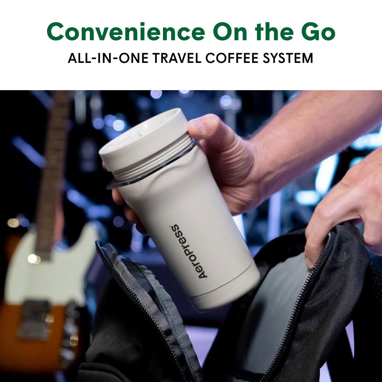 AeroPress Go Travel Coffee Press Kit - 3 in 1 brew method combines French Press, Pourover, Espresso - Full bodied coffee without grit or bitterness - Small portable coffee maker for camping & travel