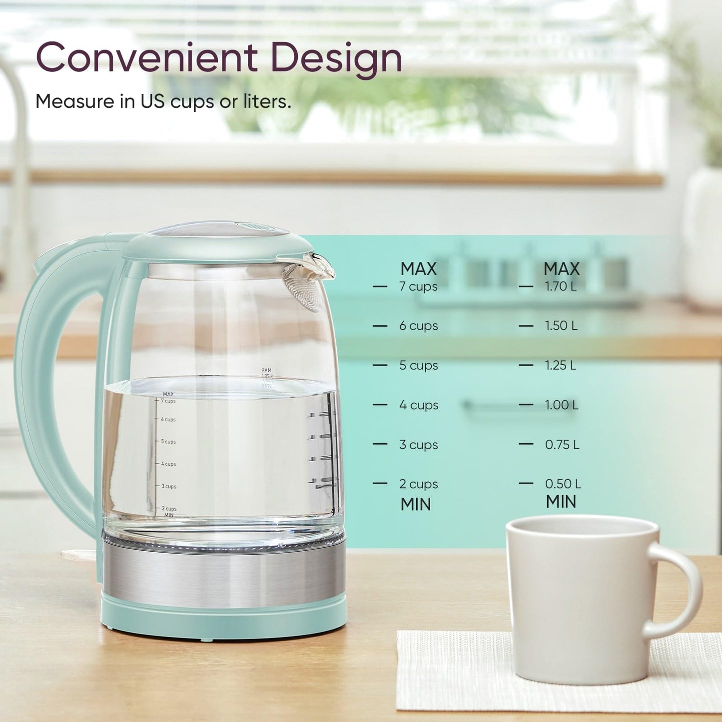 Cosori Electric Kettle, No Plastic Filter & Spout, Stainless Steel Inner Lid, 1.7L Tea Kettle & Hot Water Boiler For Coffee & Tea, Water Heater & Teapot, Automatic Shut Off, Black, 1500W