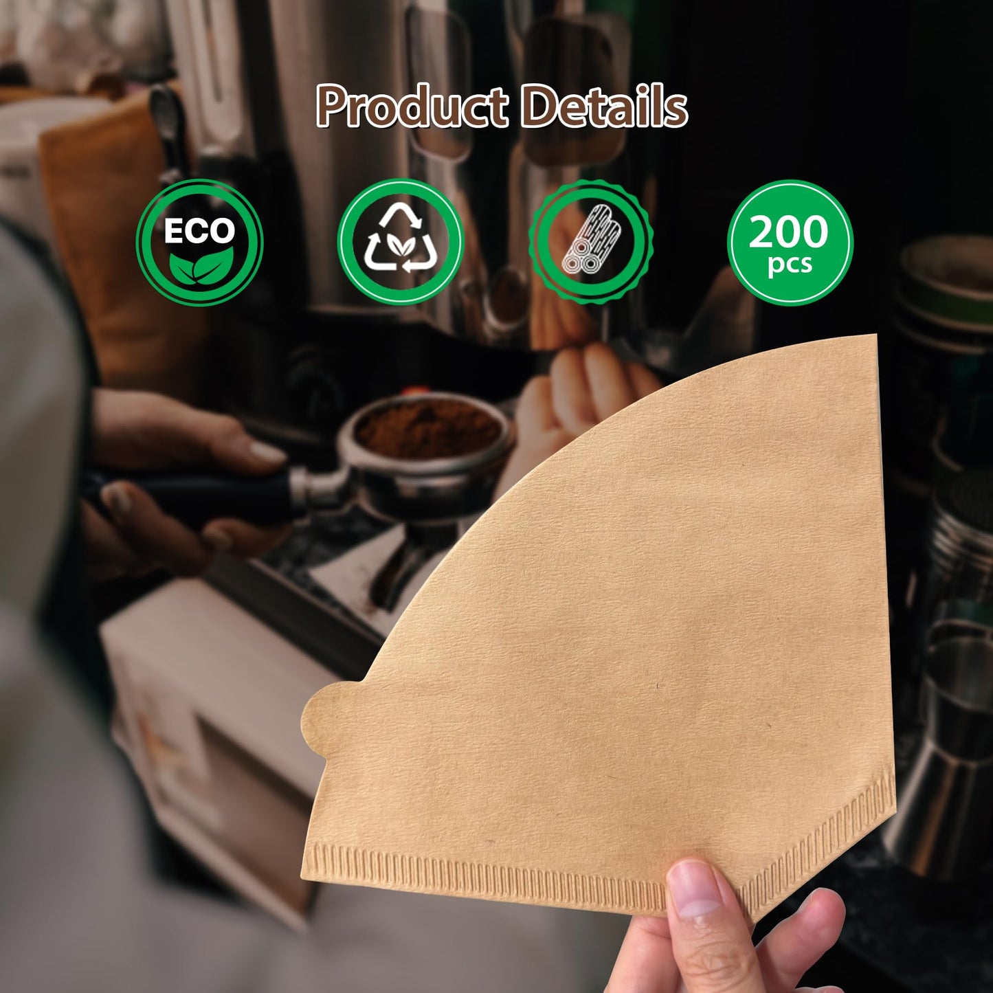Coffee Filters V60 Coffee Filter Size 02 Cone Coffee Filters 2-4 Cups for Pour Over and Drip Coffee Maker(Natural Brown, 100 Count)