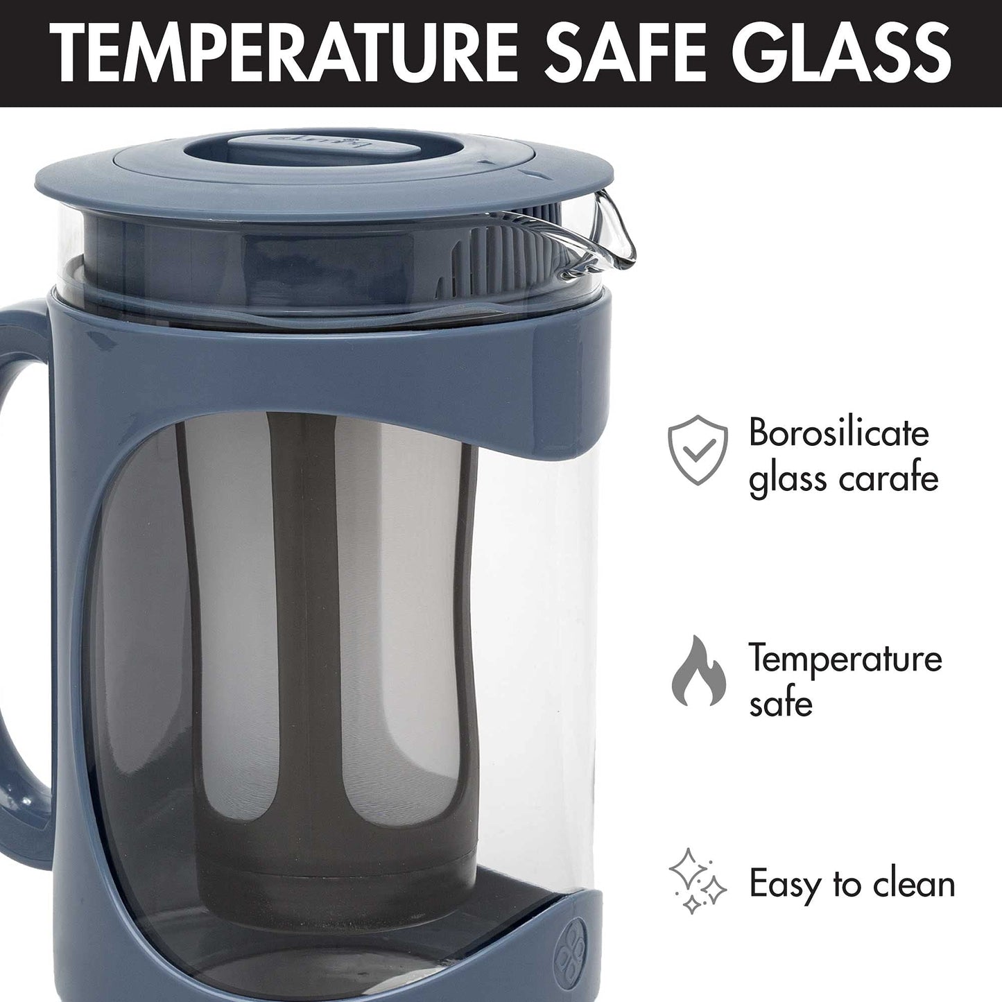 Primula Burke Deluxe Cold Brew Iced Coffee Maker, Comfort Grip Handle, Durable Glass Carafe, Removable Mesh Filter, Perfect 6 Cup Size, Dishwasher Safe, 1.6 qt, White