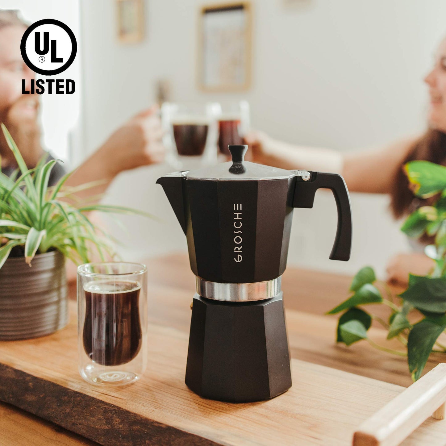 GROSCHE Milano Stovetop Espresso Maker Moka Pot 3 espresso Cup - 5oz, Red - Cuban Coffee Maker Stove top coffee maker Moka Italian espresso greca coffee maker brewer percolator