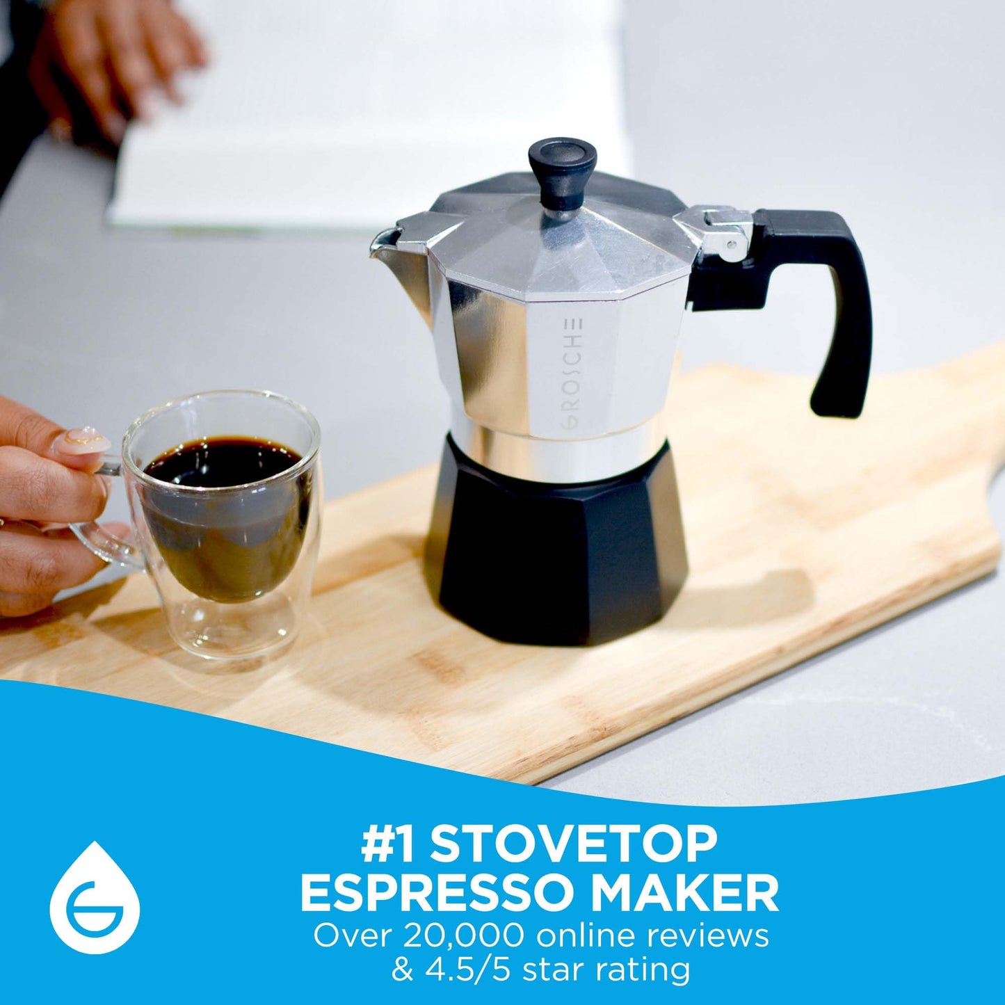 GROSCHE Milano Stovetop Espresso Maker Moka Pot 3 espresso Cup - 5oz, Red - Cuban Coffee Maker Stove top coffee maker Moka Italian espresso greca coffee maker brewer percolator
