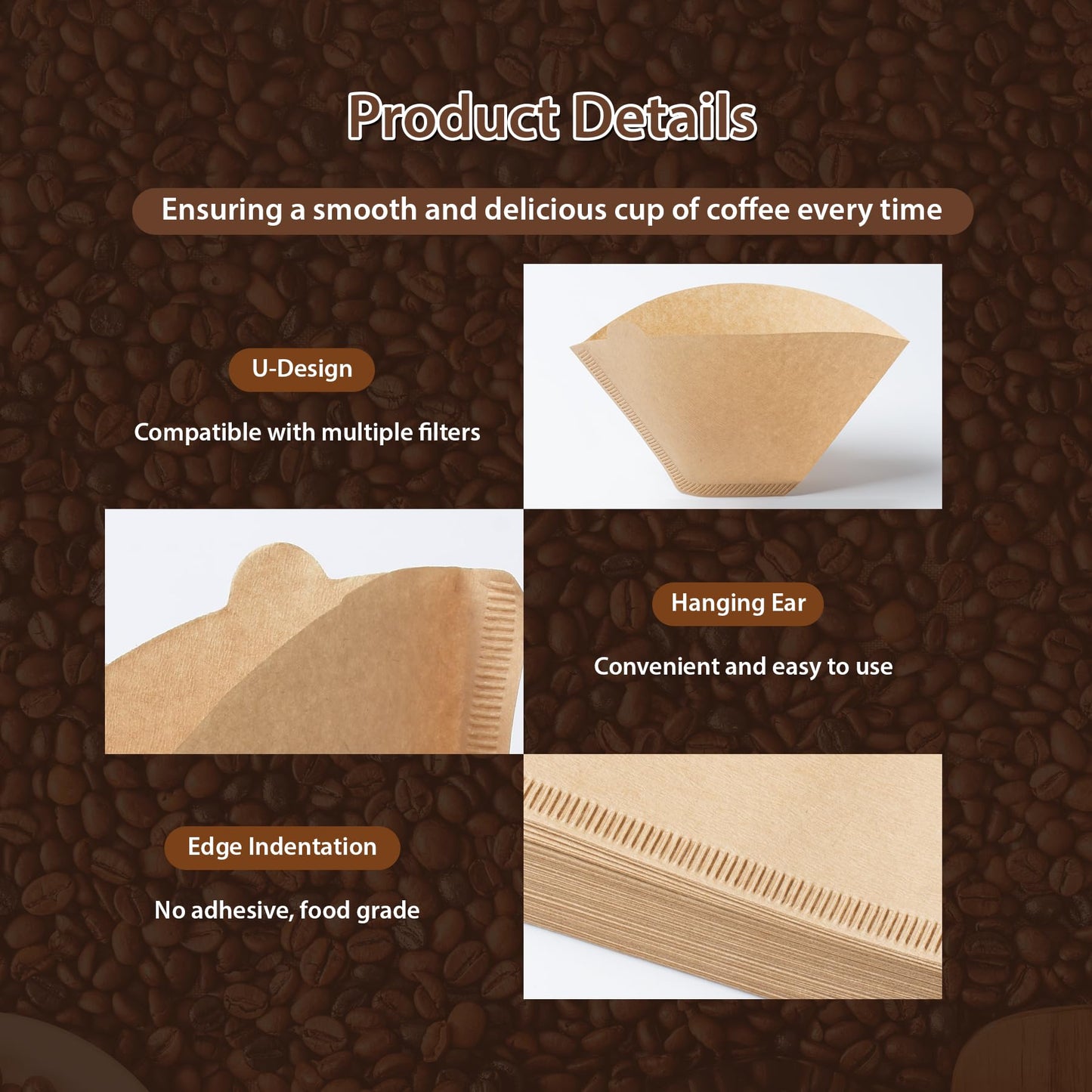 Coffee Filters V60 Coffee Filter Size 02 Cone Coffee Filters 2-4 Cups for Pour Over and Drip Coffee Maker(Natural Brown, 100 Count)