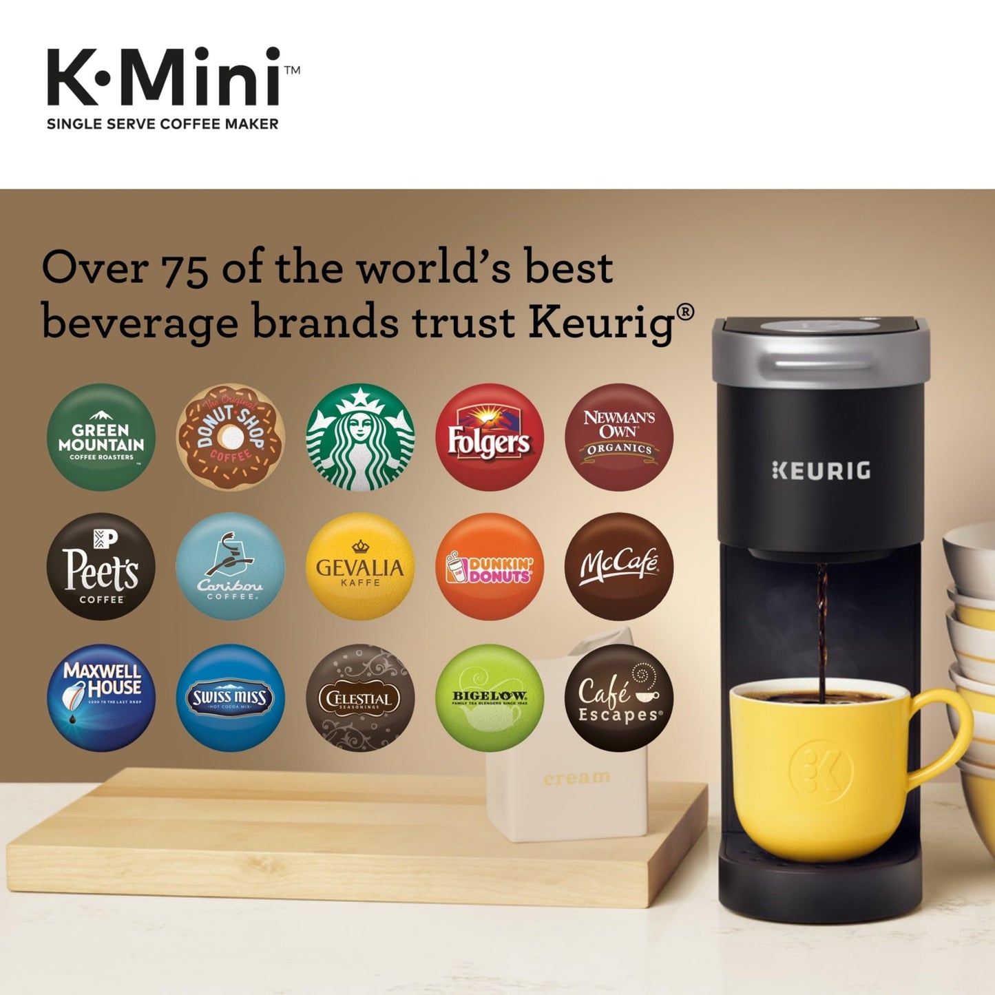 Keurig K-Mini Single Serve K-Cup Pod Coffee Maker, 6 to 12oz Brew size, with Cord Storage, Perfect for Small Spaces, Studio Gray