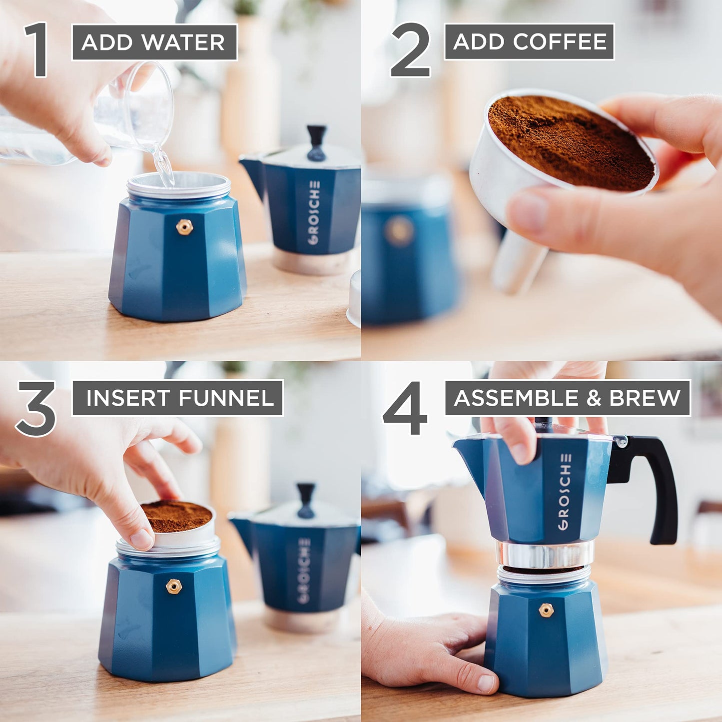 GROSCHE Milano Stovetop Espresso Maker Moka Pot 3 espresso Cup - 5oz, Red - Cuban Coffee Maker Stove top coffee maker Moka Italian espresso greca coffee maker brewer percolator