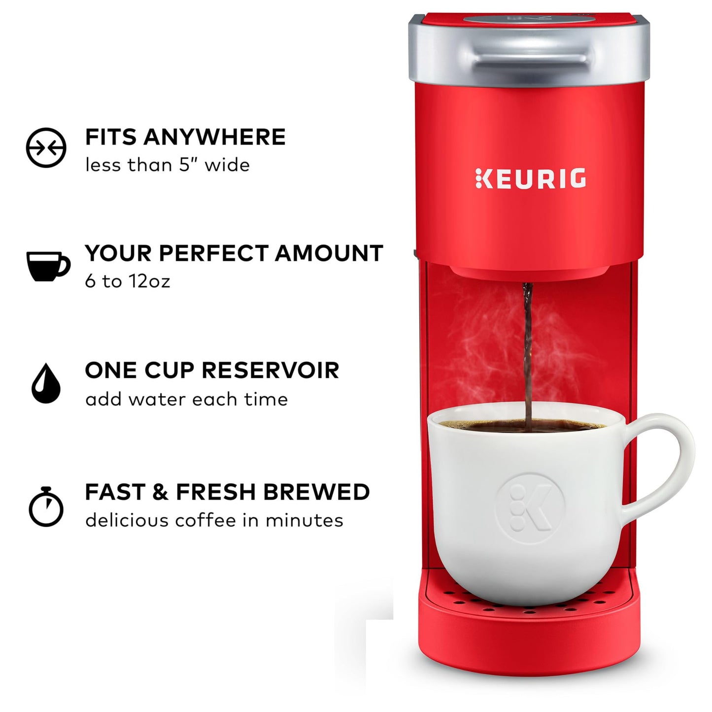 Keurig K-Mini Single Serve K-Cup Pod Coffee Maker, 6 to 12oz Brew size, with Cord Storage, Perfect for Small Spaces, Studio Gray