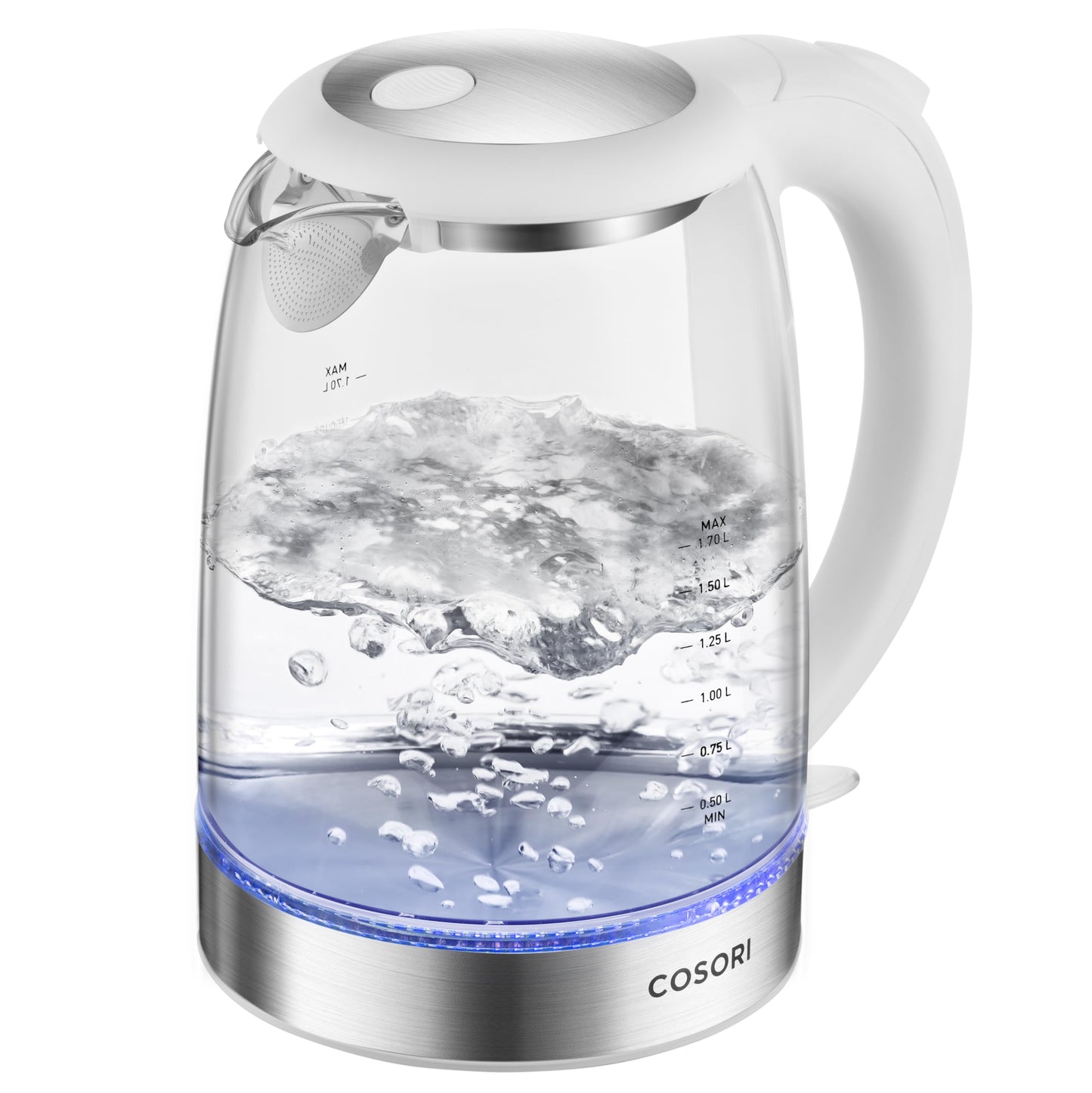 Cosori Electric Kettle, No Plastic Filter & Spout, Stainless Steel Inner Lid, 1.7L Tea Kettle & Hot Water Boiler For Coffee & Tea, Water Heater & Teapot, Automatic Shut Off, Black, 1500W