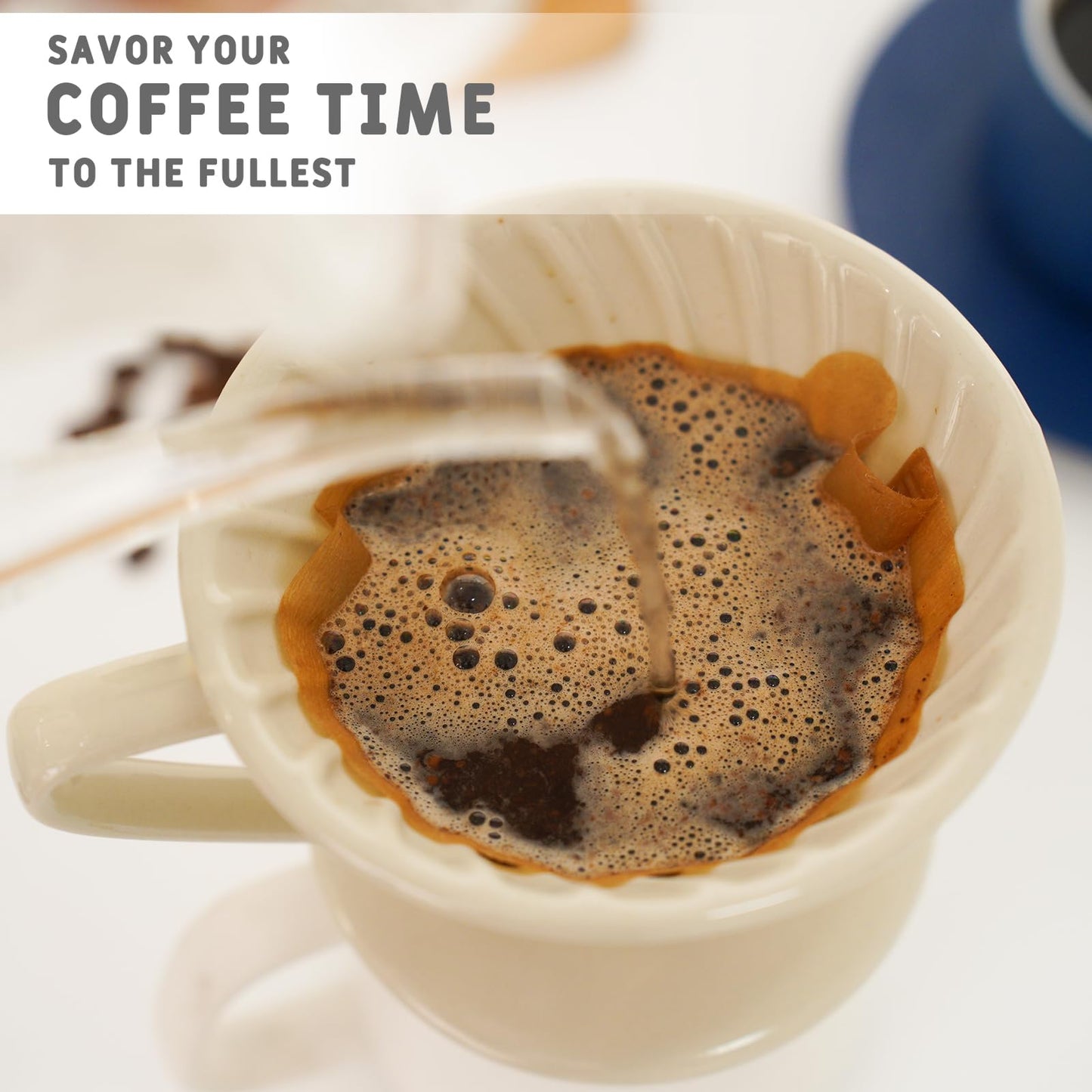 V60 Pour Over Coffee Dripper, Ceramic Pour Over Coffee Maker, Exquisite Porcelain Ceramic Manual Coffee Filter, Suitable for Pour Over Coffee in Office, Outdoor and Home Use