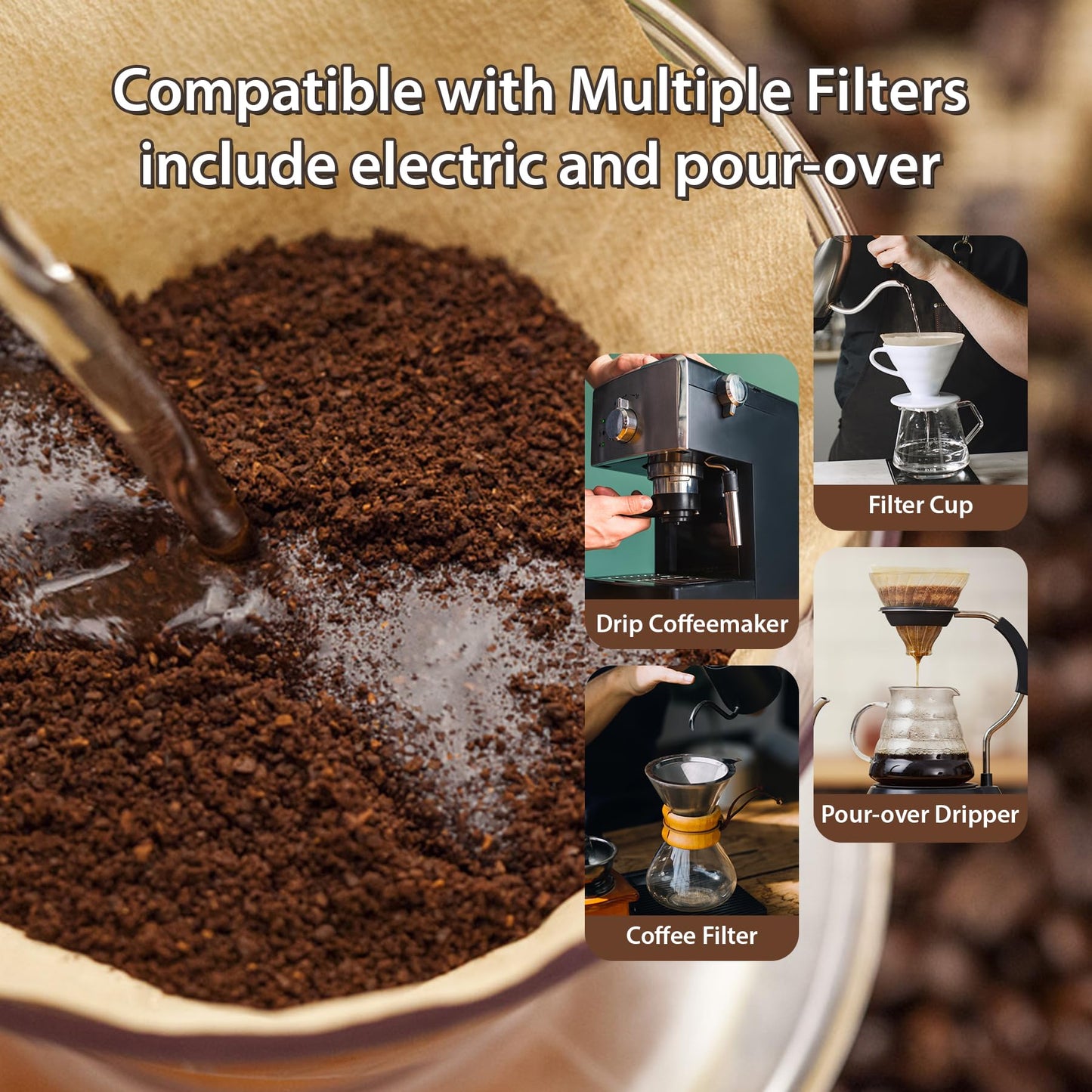 Coffee Filters V60 Coffee Filter Size 02 Cone Coffee Filters 2-4 Cups for Pour Over and Drip Coffee Maker(Natural Brown, 100 Count)
