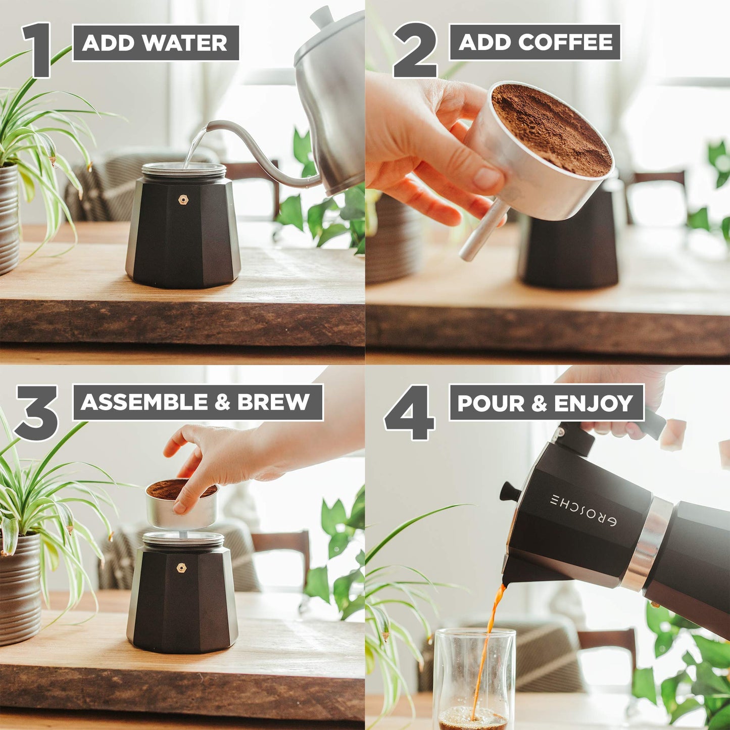 GROSCHE Milano Stovetop Espresso Maker Moka Pot 3 espresso Cup - 5oz, Red - Cuban Coffee Maker Stove top coffee maker Moka Italian espresso greca coffee maker brewer percolator