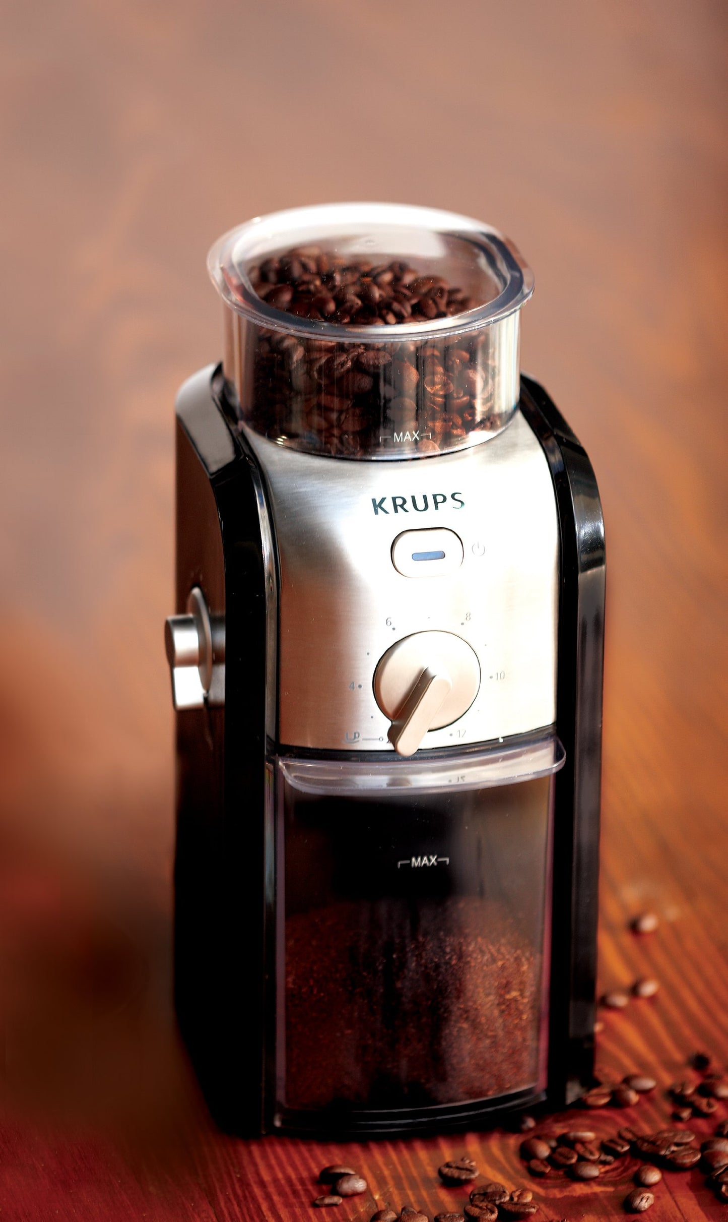 KRUPS Precision Flat Coffee Burr Grinder, 12-Grind fineness settings, Black