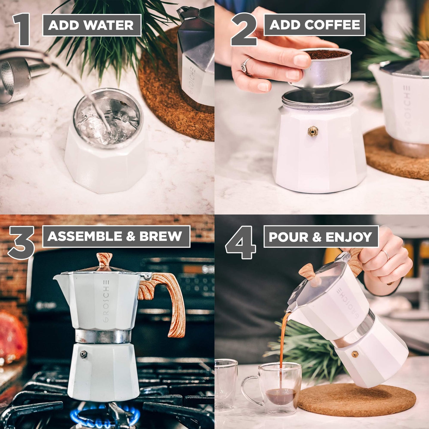 GROSCHE Milano Stovetop Espresso Maker Moka Pot 3 espresso Cup - 5oz, Red - Cuban Coffee Maker Stove top coffee maker Moka Italian espresso greca coffee maker brewer percolator