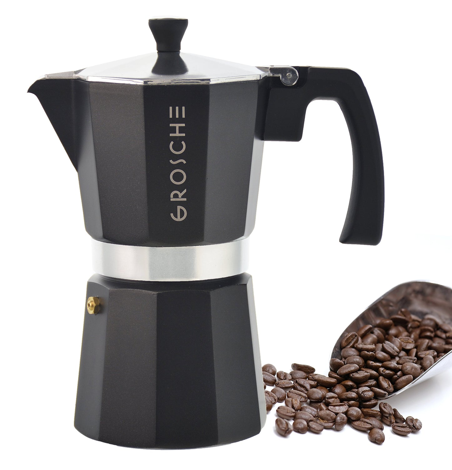 GROSCHE Milano Stovetop Espresso Maker Moka Pot 3 espresso Cup - 5oz, Red - Cuban Coffee Maker Stove top coffee maker Moka Italian espresso greca coffee maker brewer percolator